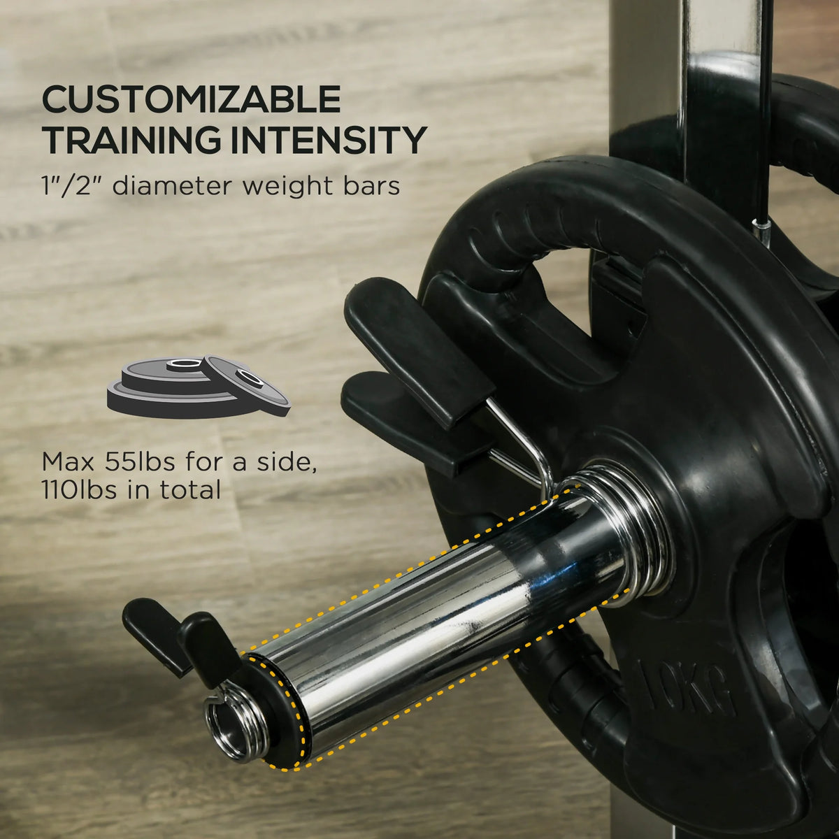 Power Cage with Pulley System Squat Rack Pull up Stand X36413
