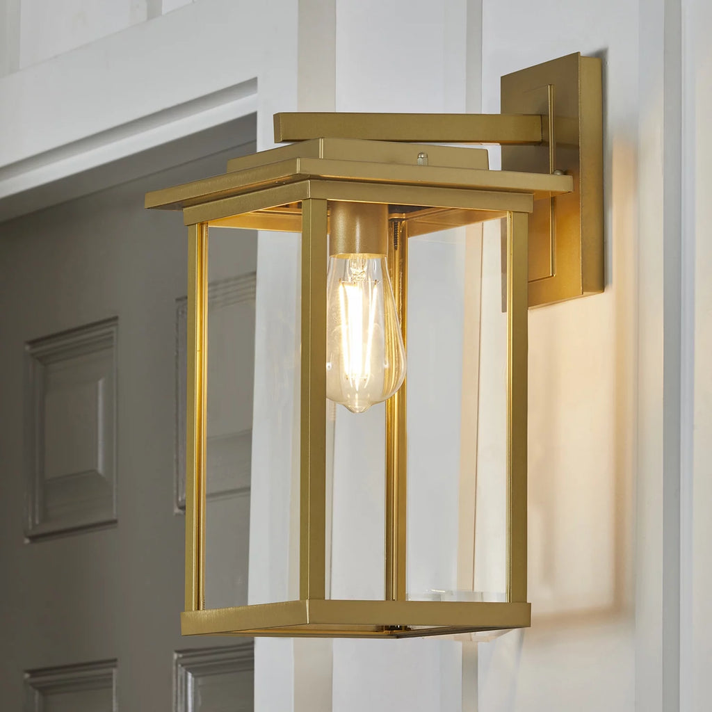 15" Brass Finish Clear Glass Outdoor Wall Light S59133