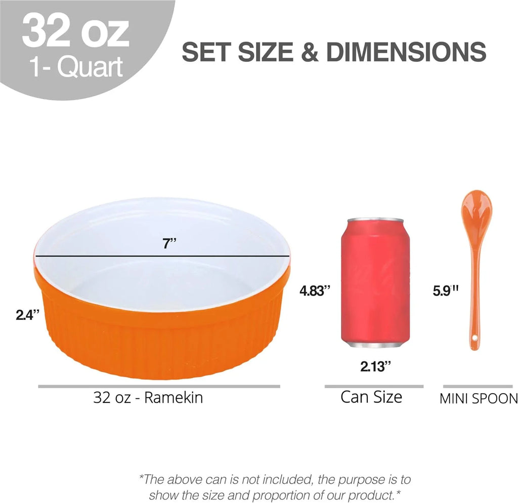 32 Oz Ceramic Oven Safe Souffle Dish Ramekins D45883