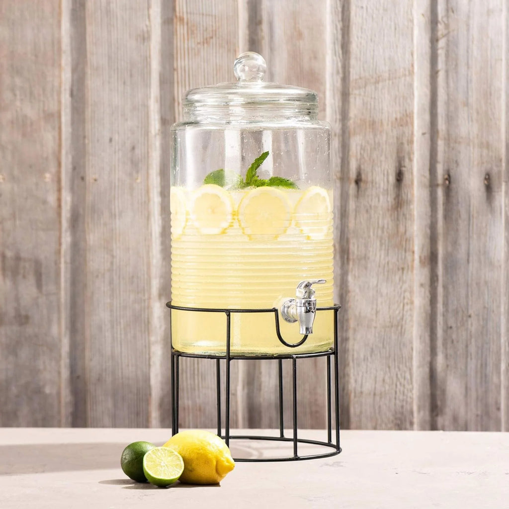 Clear Glass Drink Dispenser with Spigot and Stand D42486