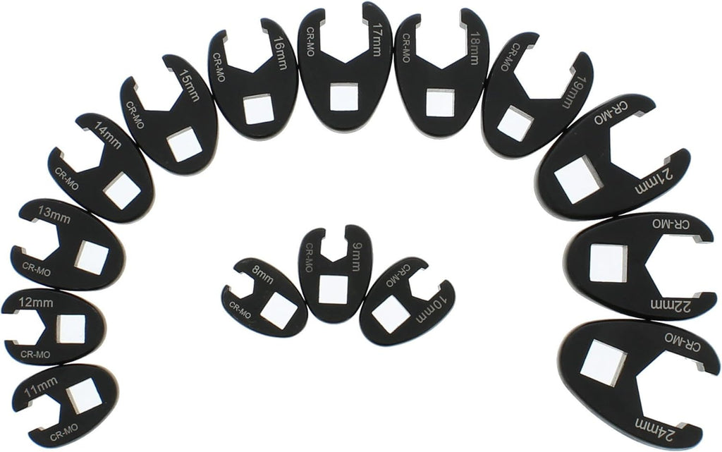 Jumbo Crowfoot Flare Nut Wrench Set Metric 15-Piece Tool Kit E728743