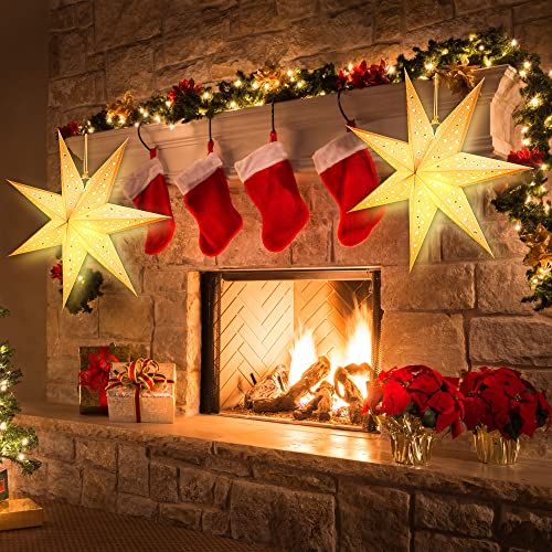 4 Pack 20 Inch Paper Lanterns with LED Star Lights M313273