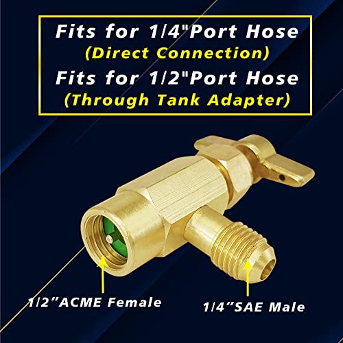 R1234YF Self-Sealing Puncture Style Refrigerant Can Tap Valve with Hose Adapters C647102