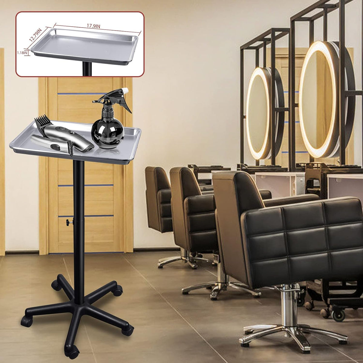 White Rolling Aluminium Salon Tray Cart P708