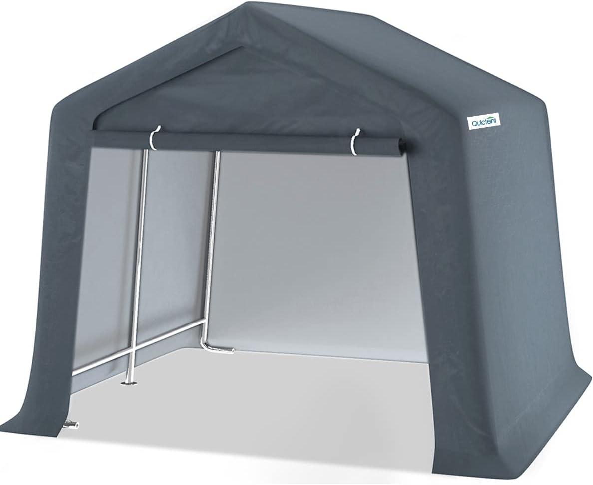 Gray 6x6 ft Portable Garage Shelter Outdoor Storage Shed Car Canopy Carport O611658