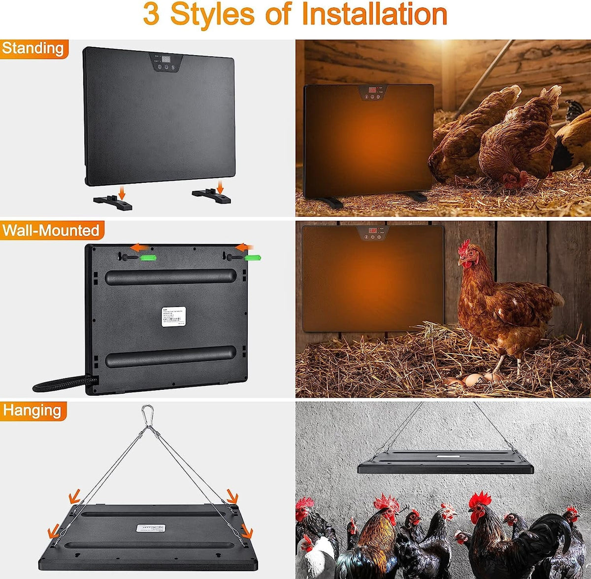 Chicken Coop Heater, 100/200 Watts Radiant Space Heater N50749