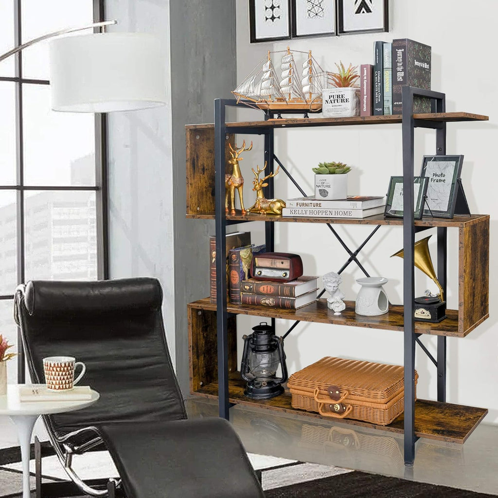 Vintage Industrial 4 Tier S Shaped Bookshelf V2171