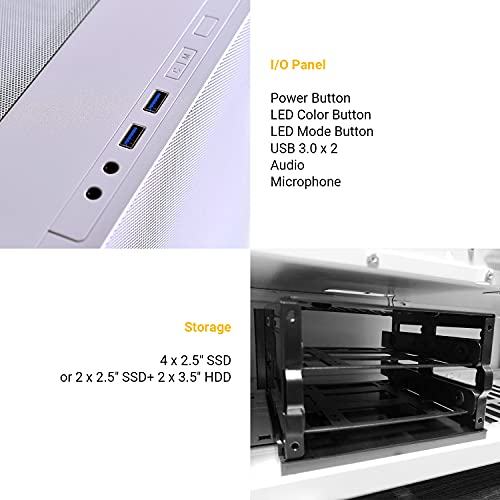White Mid-Tower ATX PC Case with Tempered Glass Side Panel Z85170