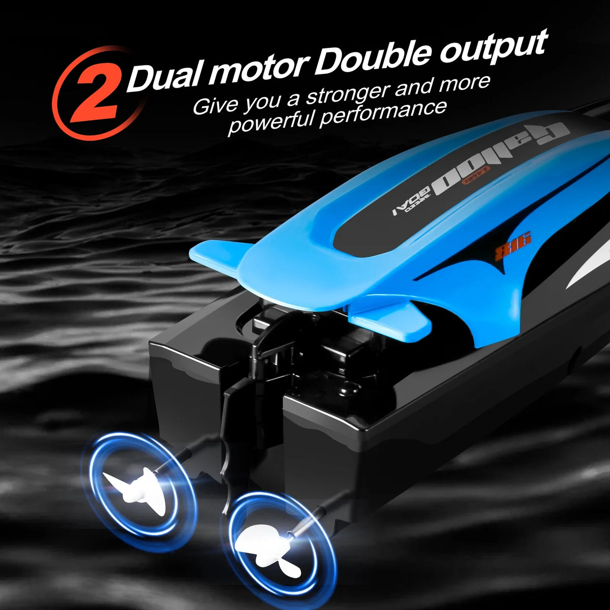 2.4G 20kmh Waterproof Remote Control Speed Boat with Dual Motor W3763