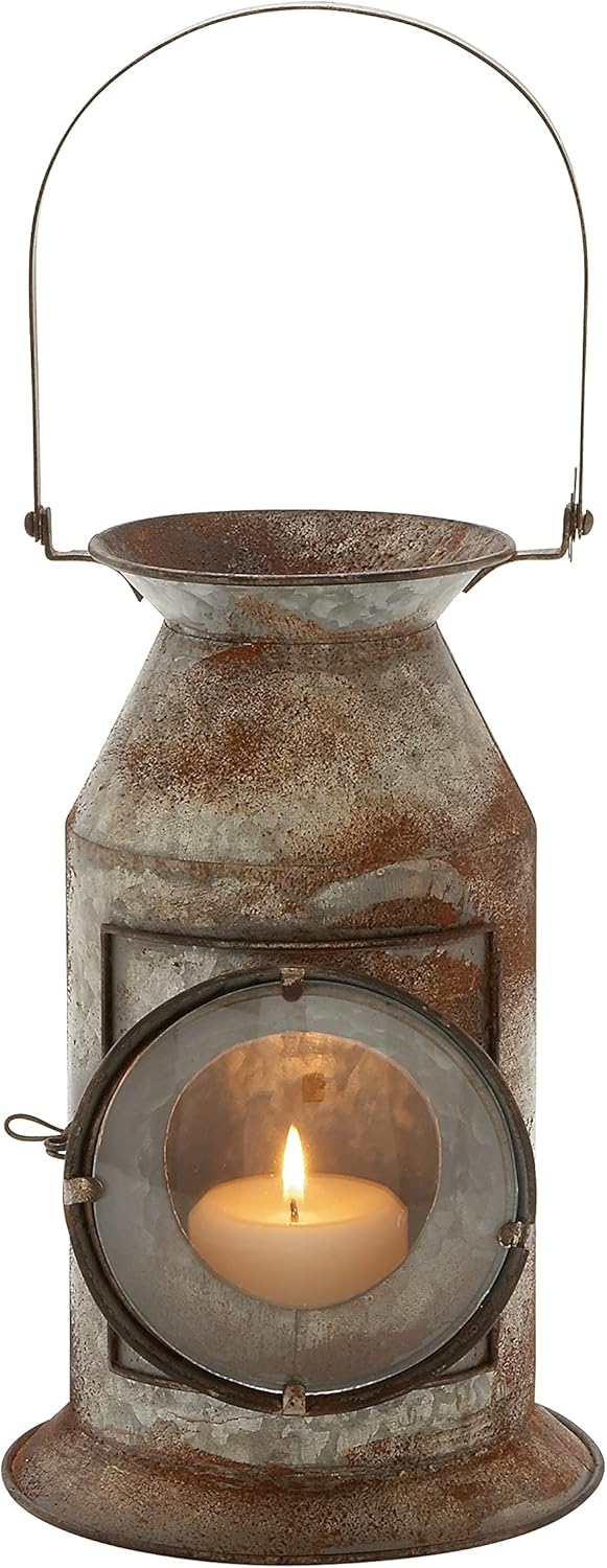 Distressed Metal Glass Candle Lantern, Pack of 2 Y556593