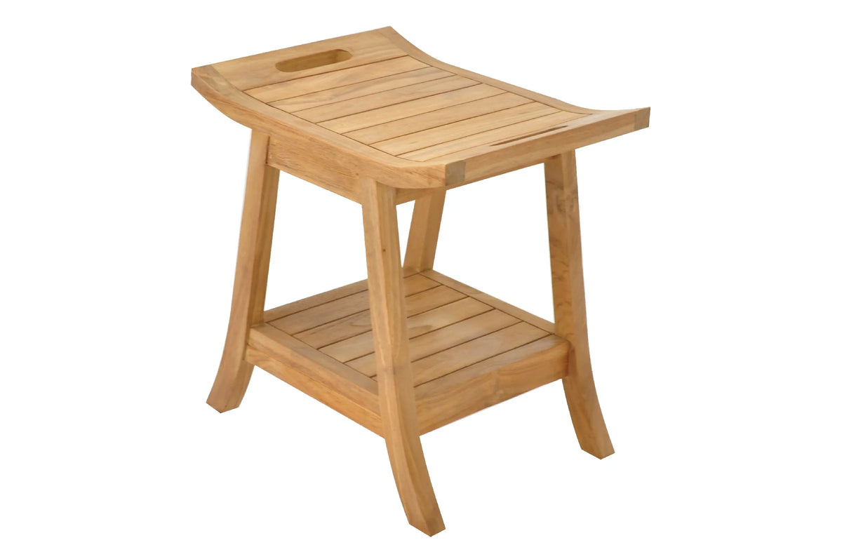 Teak Wood Shower Seat 18" Outdoor Patio Stool Bench S343917