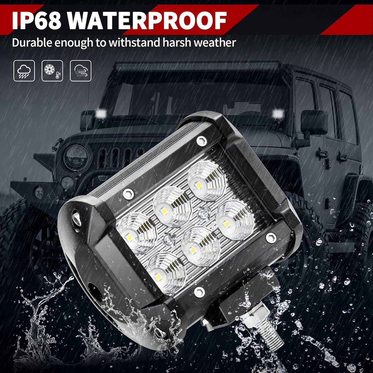 10Pcs 4Inch 18W LED Flood Work Light Waterproof 12V Pack of 2 G692593