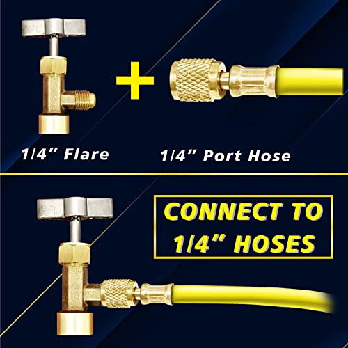 R1234YF Self-Sealing Puncture Style Refrigerant Can Tap Valve with Hose Adapters C647102