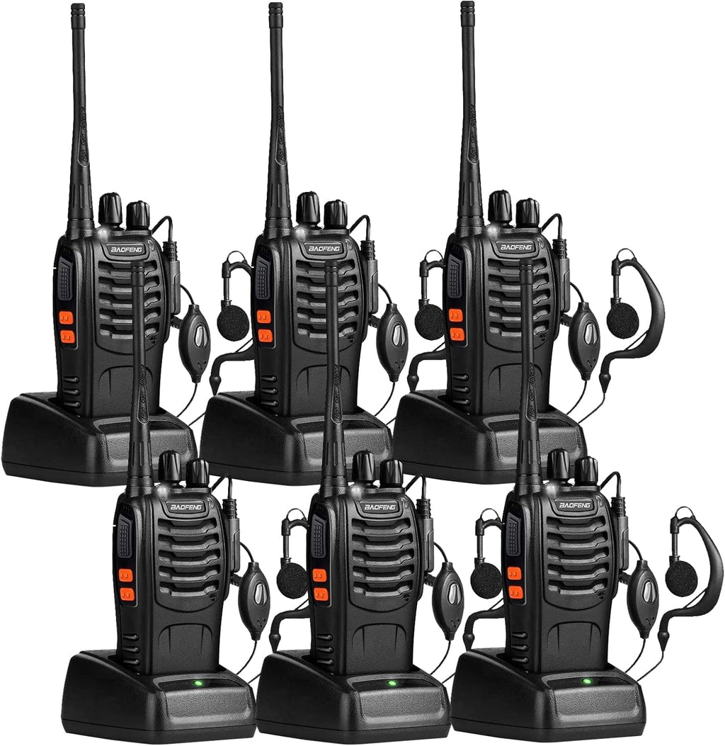 UHF Handheld Rechargeable Walkie Talkies Pack of 2 with Earpiece M896672