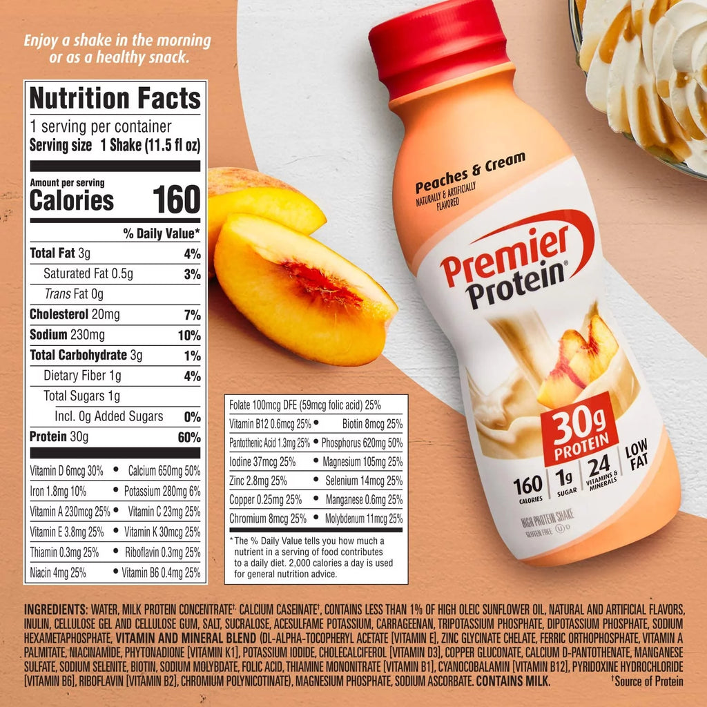 Peaches & Cream 11.5 oz 12 Pack Protein Shake K1205