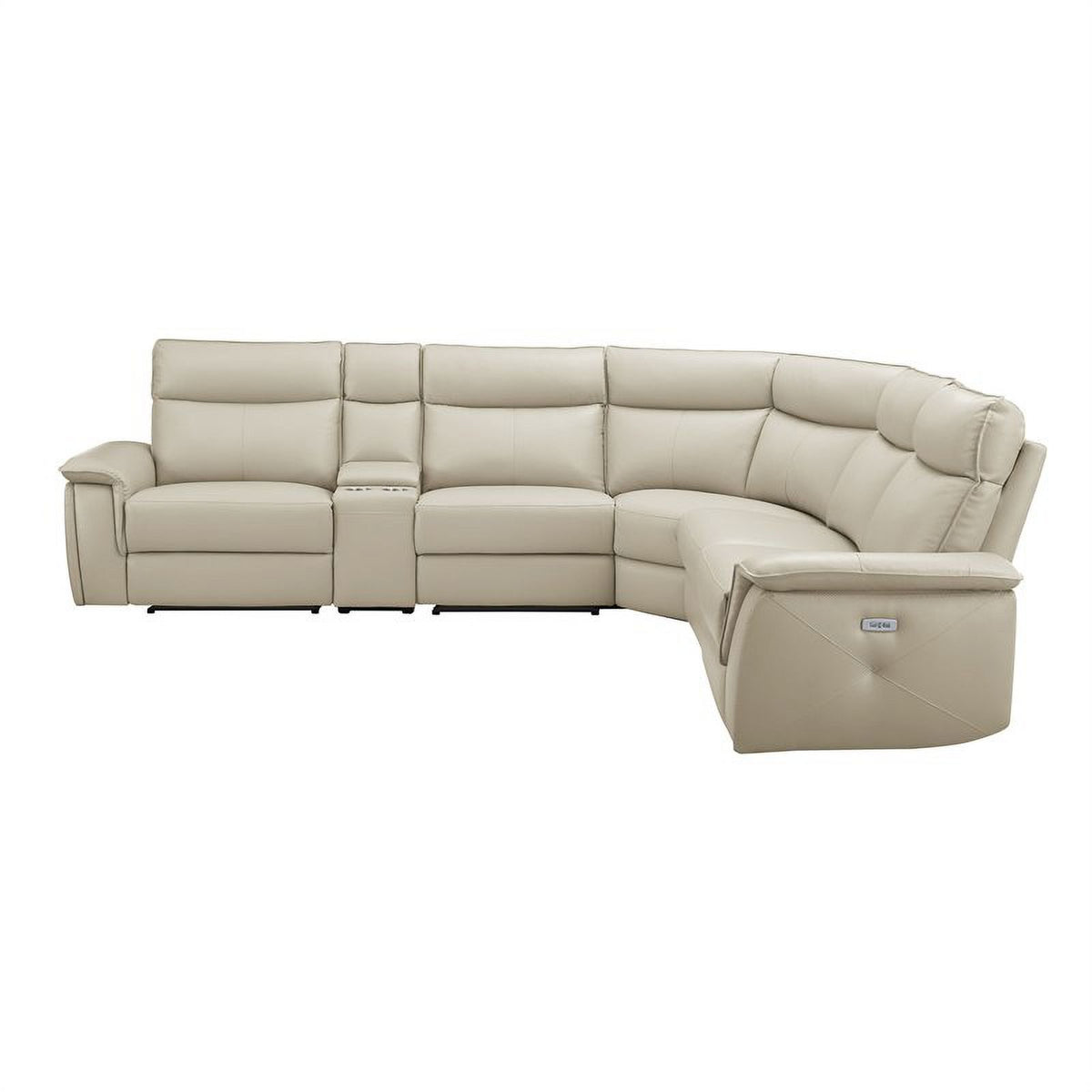 Beige Leather Modular Reclining Sectional A216