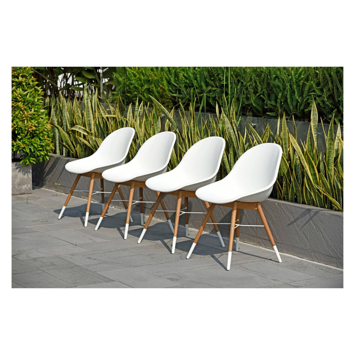 4pk Eucalyptus Patio Dining Armchair Set Teak Finish K602911