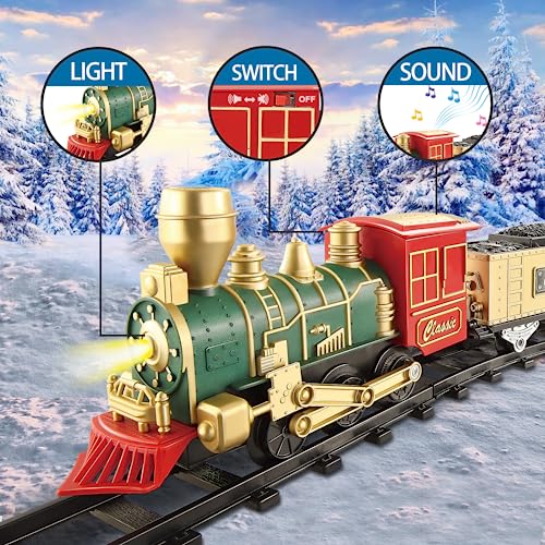 Christmas Train Set with Lights, Sounds, 3 Cars & 10 Tracks W330527