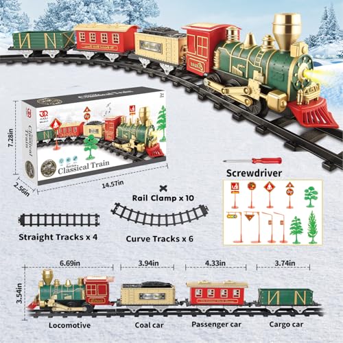 Christmas Train Set with Lights, Sounds, 3 Cars & 10 Tracks W330527