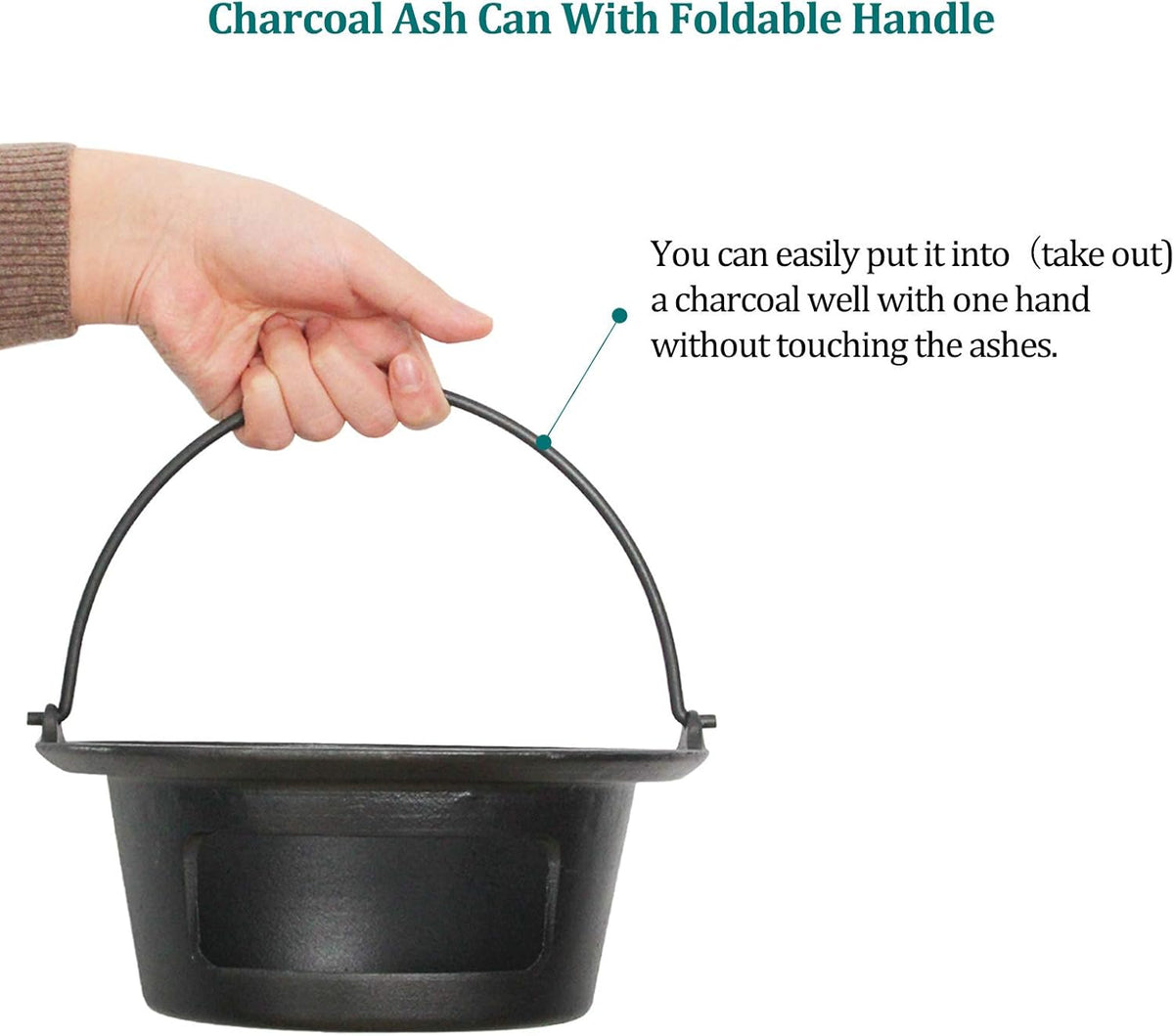 Cast Iron Ash Can with Handle M5596