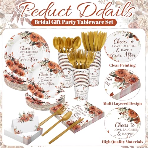 410 Pcs Terracotta Paper Plates and Napkins Set Disposable Party Tableware R4609