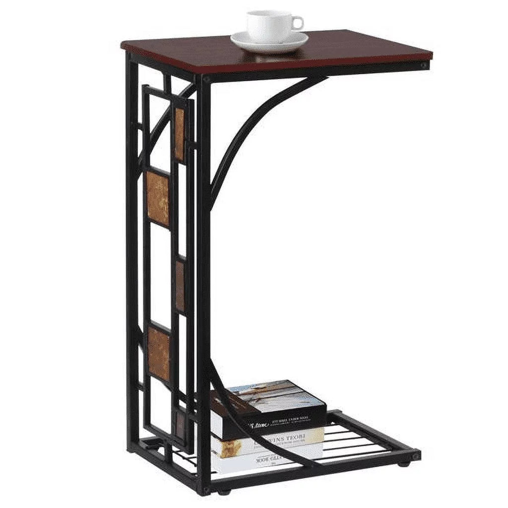 C-Shaped End Table with Geometric Pattern H893407