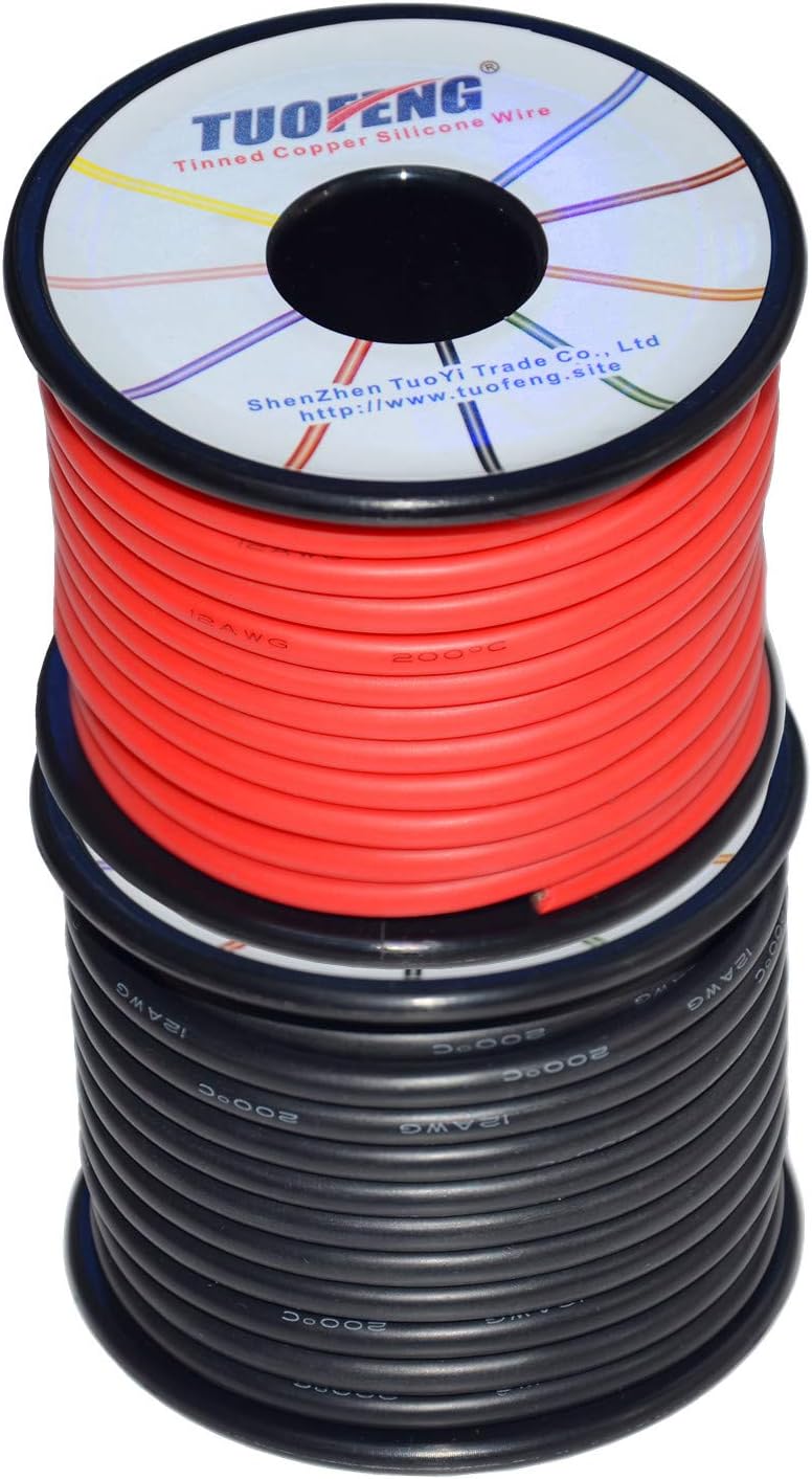 12 AWG Silicone Wire 70 feet Tinned Copper Stranded Wire High Temperature Resistance Pack of 2 W561104