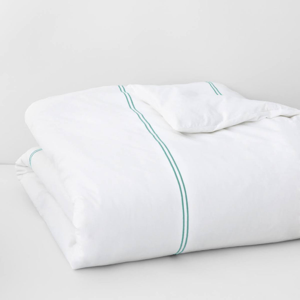 Full/Queen White/Aqua Duvet Cover M1081