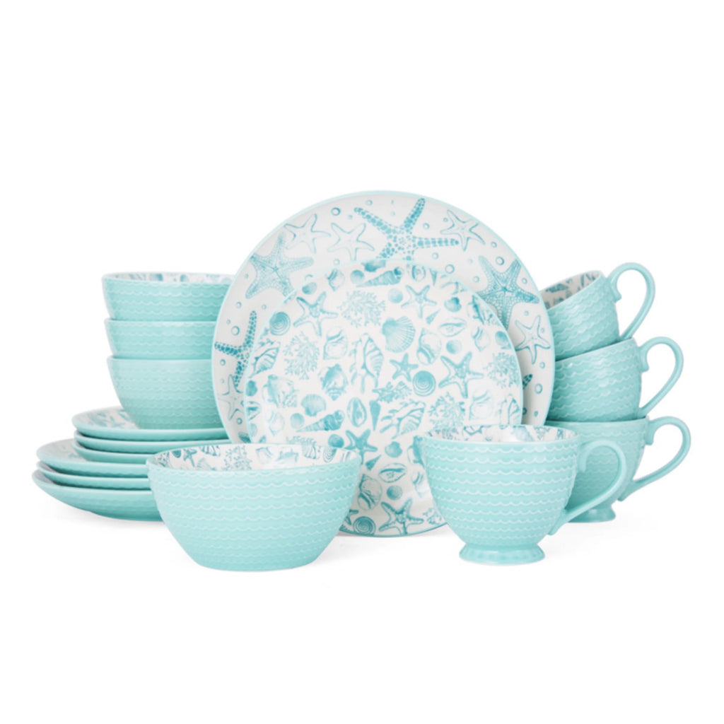 Teal Stoneware 16-Piece Dinnerware Set N98499