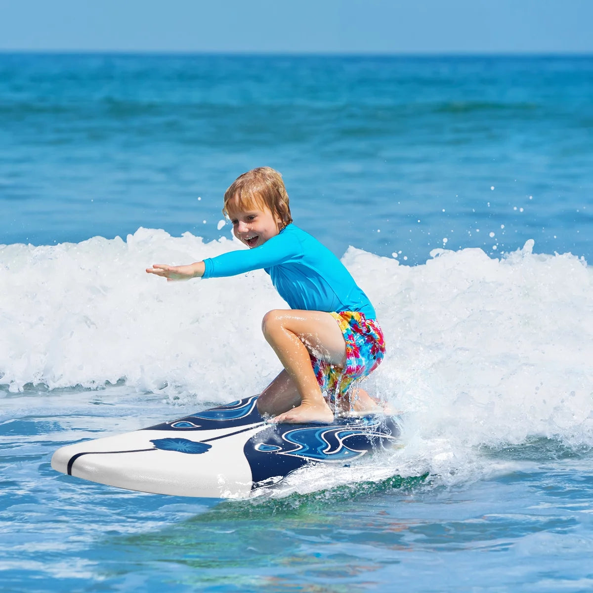 Inflatable Surfboard with Safety Leash White C4347