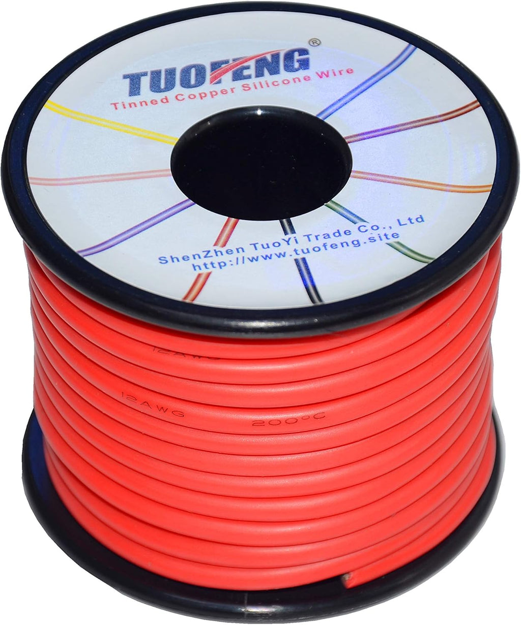 12 AWG Silicone Wire 70 feet Tinned Copper Stranded Wire High Temperature Resistance Pack of 2 W561104