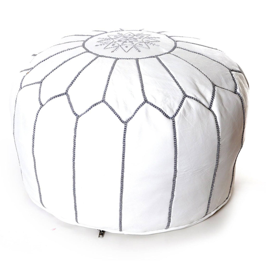White Leather Ottoman B5848