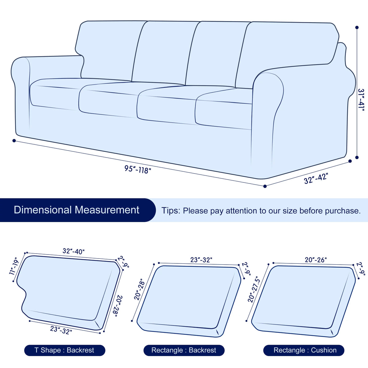 9 Pieces Stretch Sofa Slipcover Set Y758