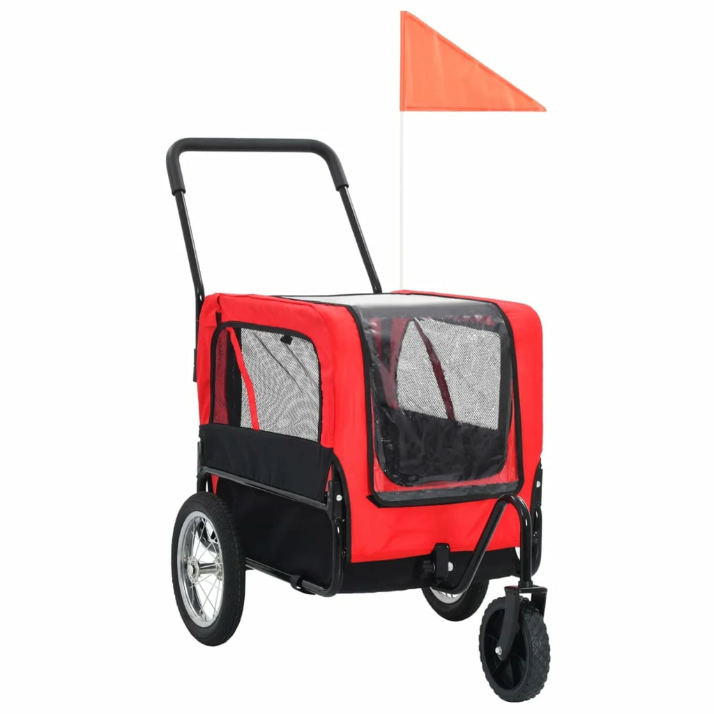 Red and Black Pet Bike Trailer and Jogging Stroller A5942