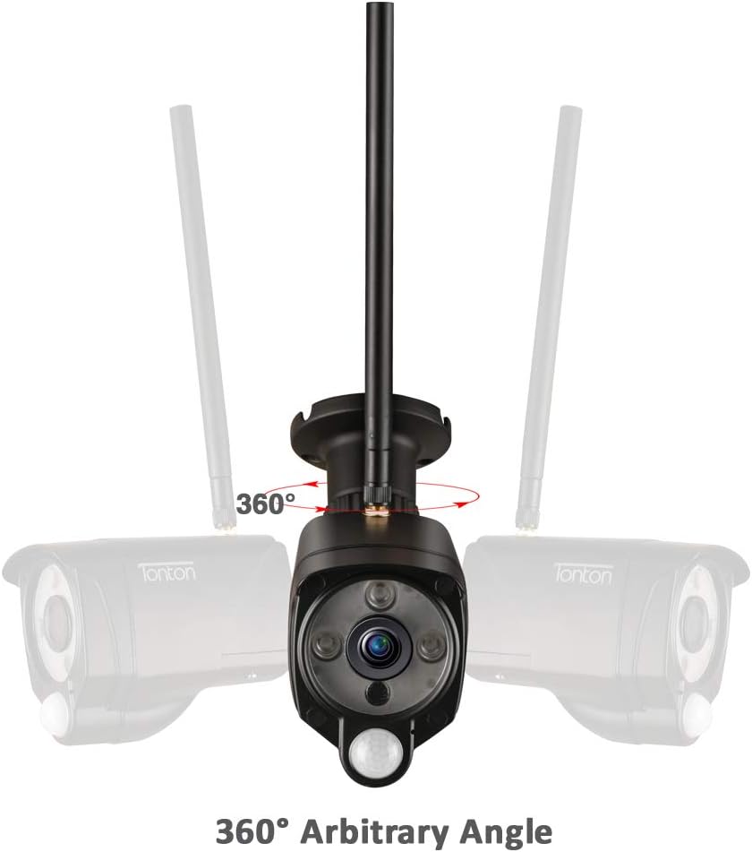 Wireless All-in-One Security Camera System with 16 Inch Monitor, 8CH WiFi NVR with 1TB HDD, 4PCS 3MP Outdoor Bullet IP Cameras with PIR Sensor, Floodlight, Black C4753