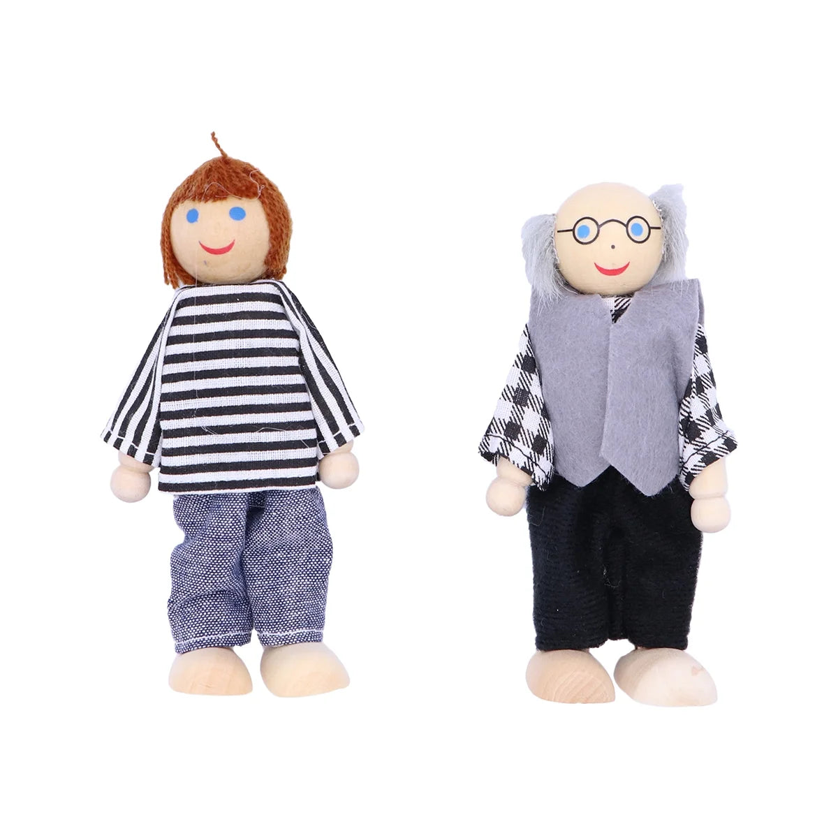 7pcs Wooden Dolls Pretend Play Set U2342