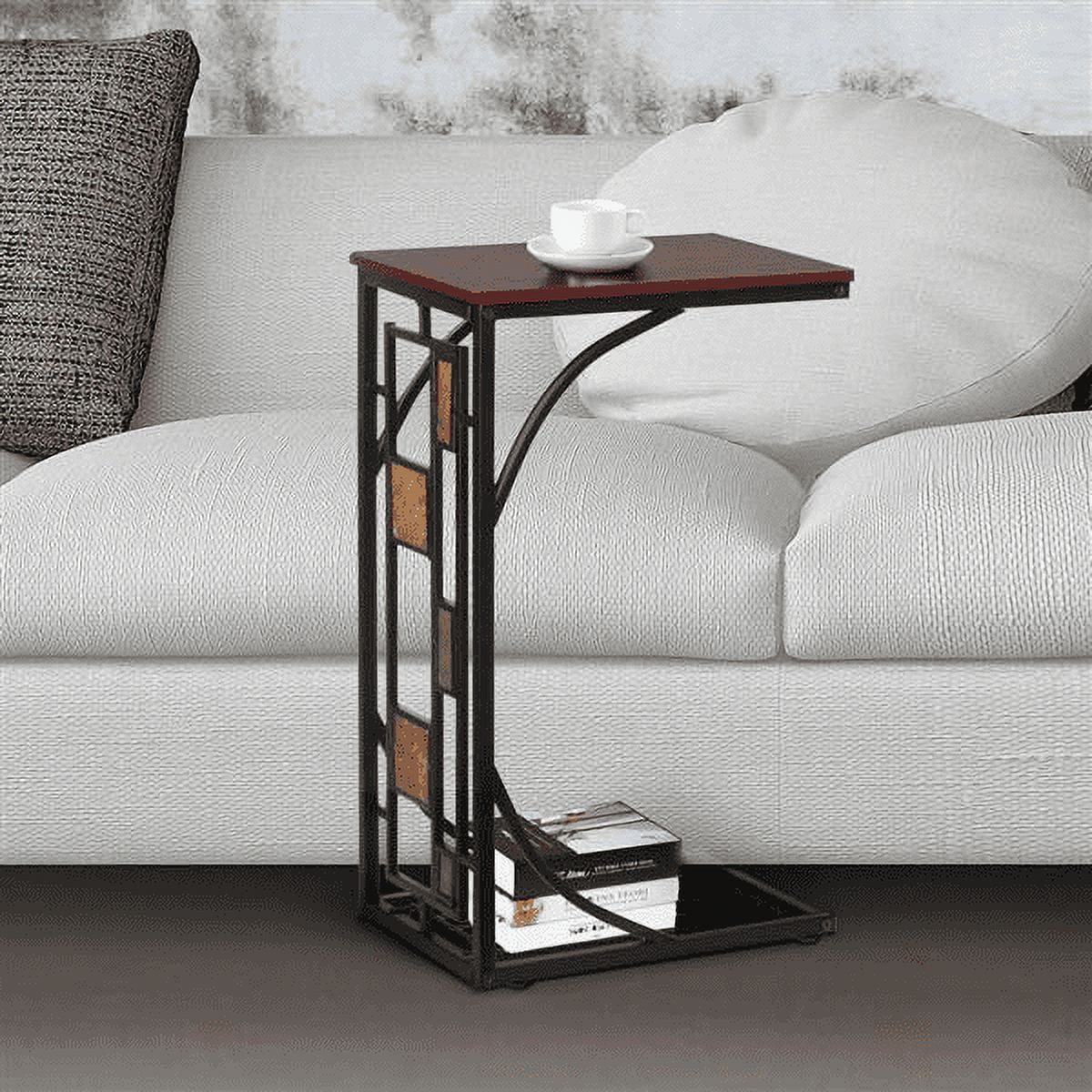 C-Shaped End Table with Geometric Pattern H893407