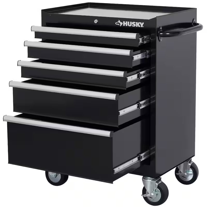 27 in. W 5-Drawer Gloss Black Rolling Tool Cabinet Z4925