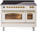 48 Induction Range with Electric Oven in Antique White with Brass Trim P47647