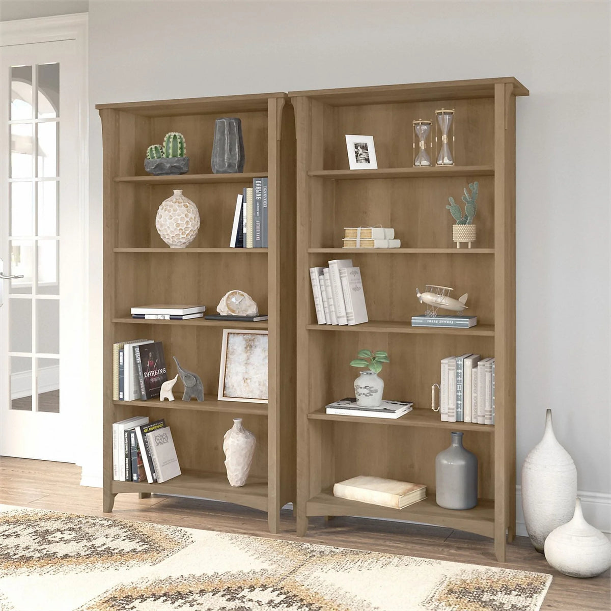 5 Shelf Engineered Wood Bookcase Set of 2 K30147