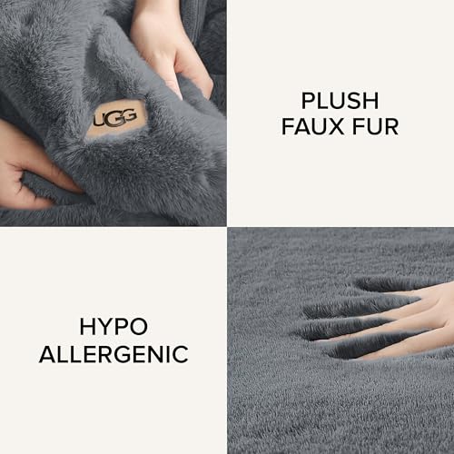 Charcoal Dark Grey 50-inch x 70-inch Faux Fur Throw Blanket B48413