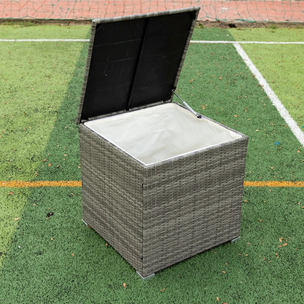 Creme 4 Piece Patio Sectional Wicker Rattan Outdoor Furniture Sofa Set with Storage Box Q8019