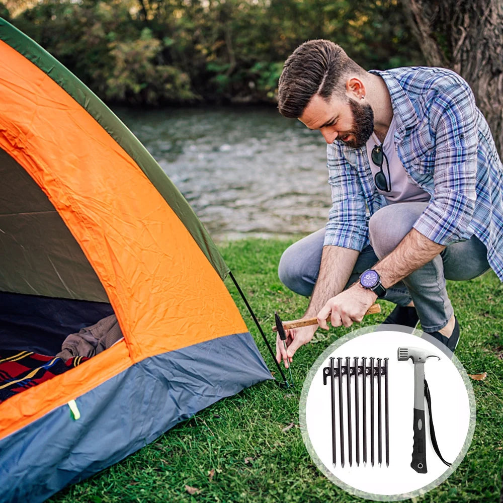 Steel Tent Stake Kit with Hammer T7044