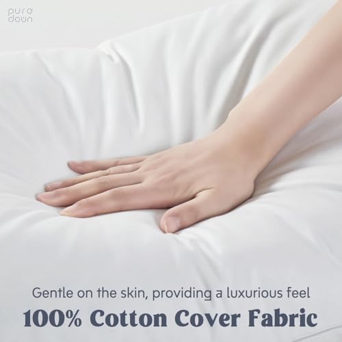 Set of 2 King Size Goose Feathers and Down White Pillows with Cotton Cover J69593