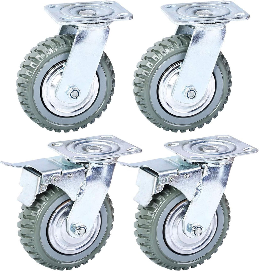 6 Inch Rubber Swivel Caster Wheels 4PCS J259021
