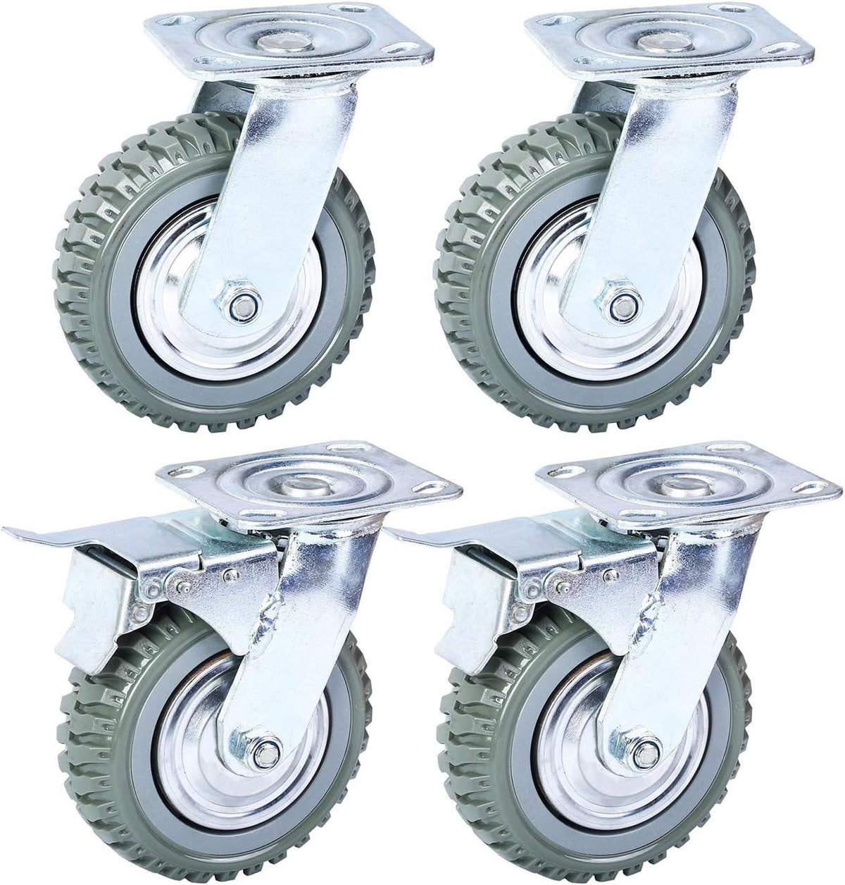 6 Inch Rubber Swivel Caster Wheels 4PCS J259021