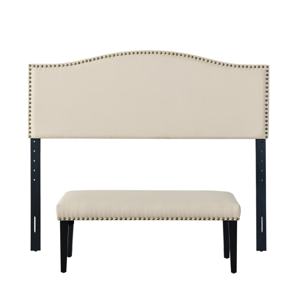 Linen Fabric Headboard and Bench Set H9018
