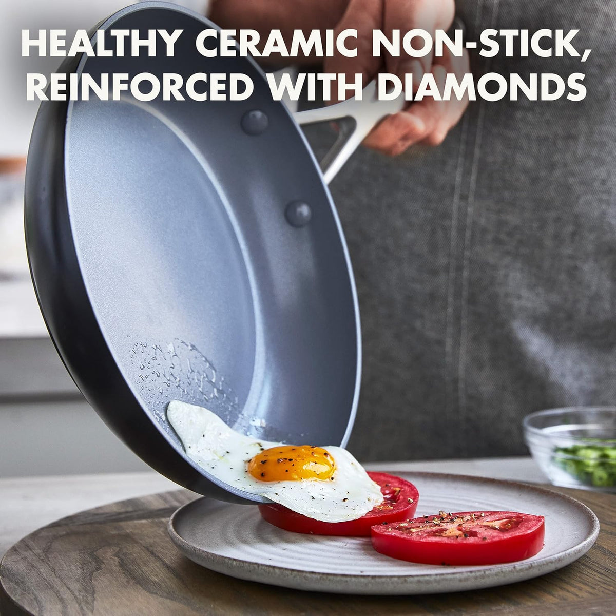 8" Hard Anodized Ceramic Nonstick Frying Pan with Glass Lid A689