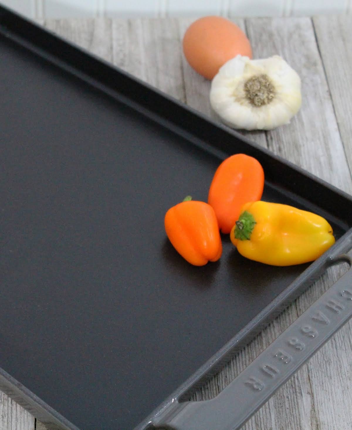Caviar-Grey Rectangular Enameled Cast Iron Griddle R5579