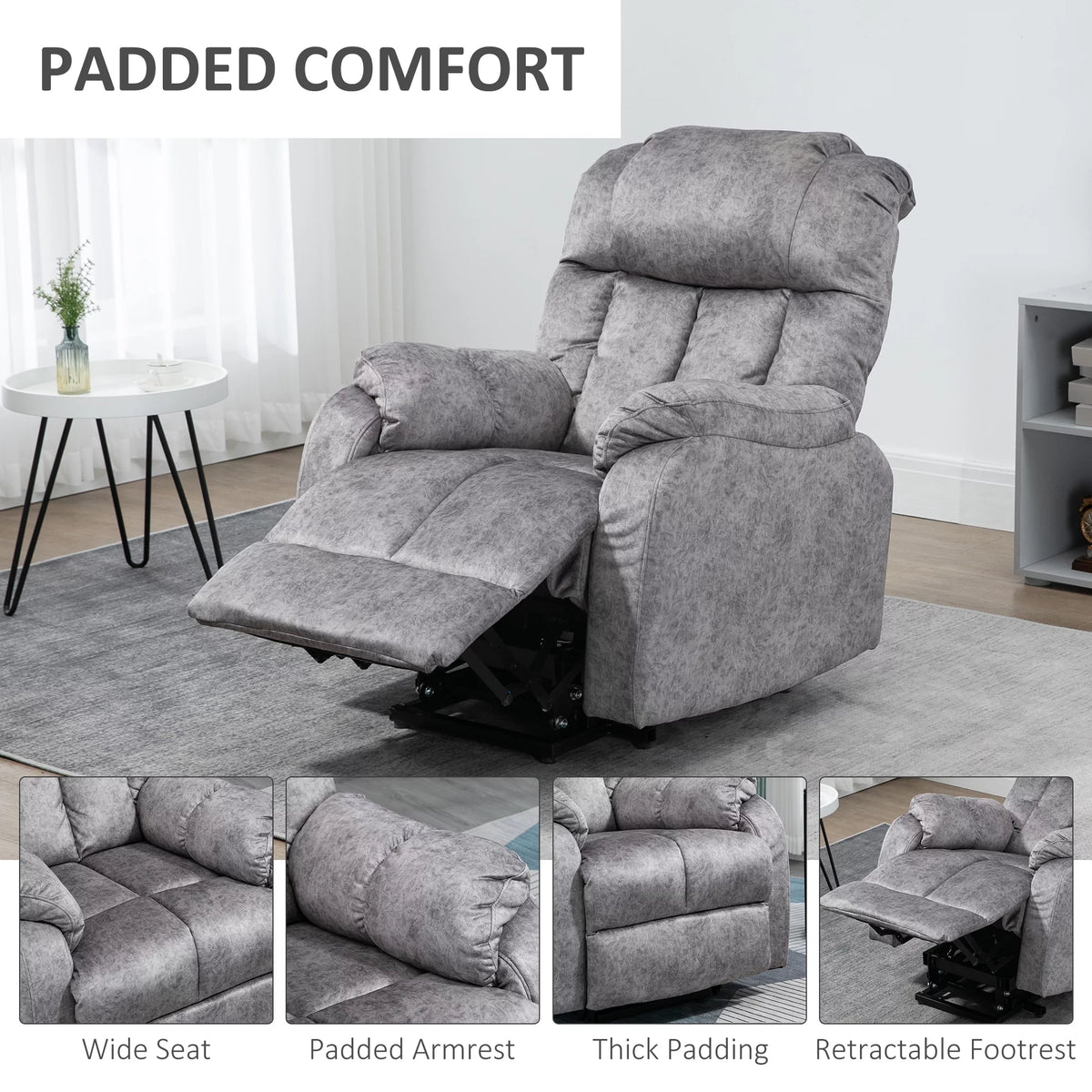 Grey Power Lift Recliner Chair with Remote Control Q742